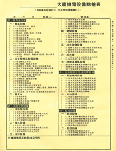 大廈機電設備點檢表